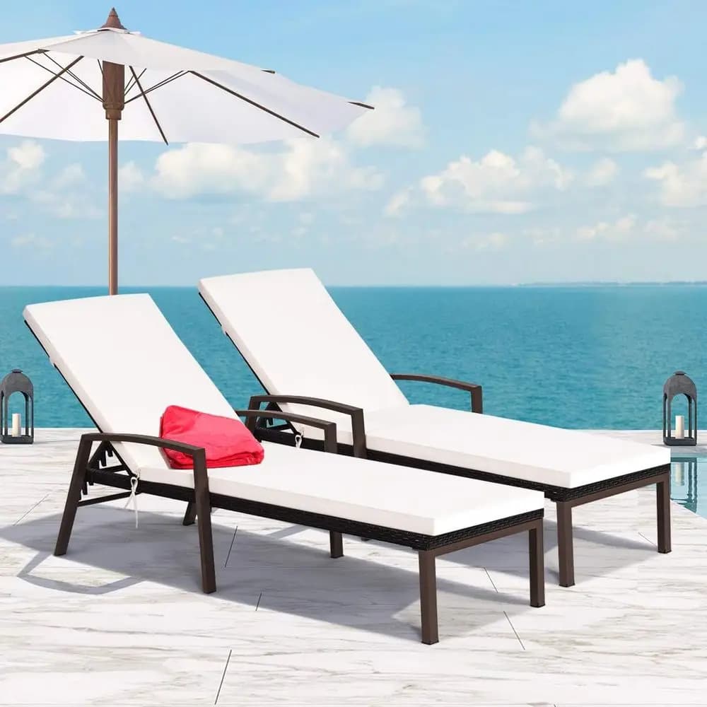 Rattan Exterior Furniture Set: Lounge Armchair with Adjustable Chaise Longue, Removable Armrests and Cushions