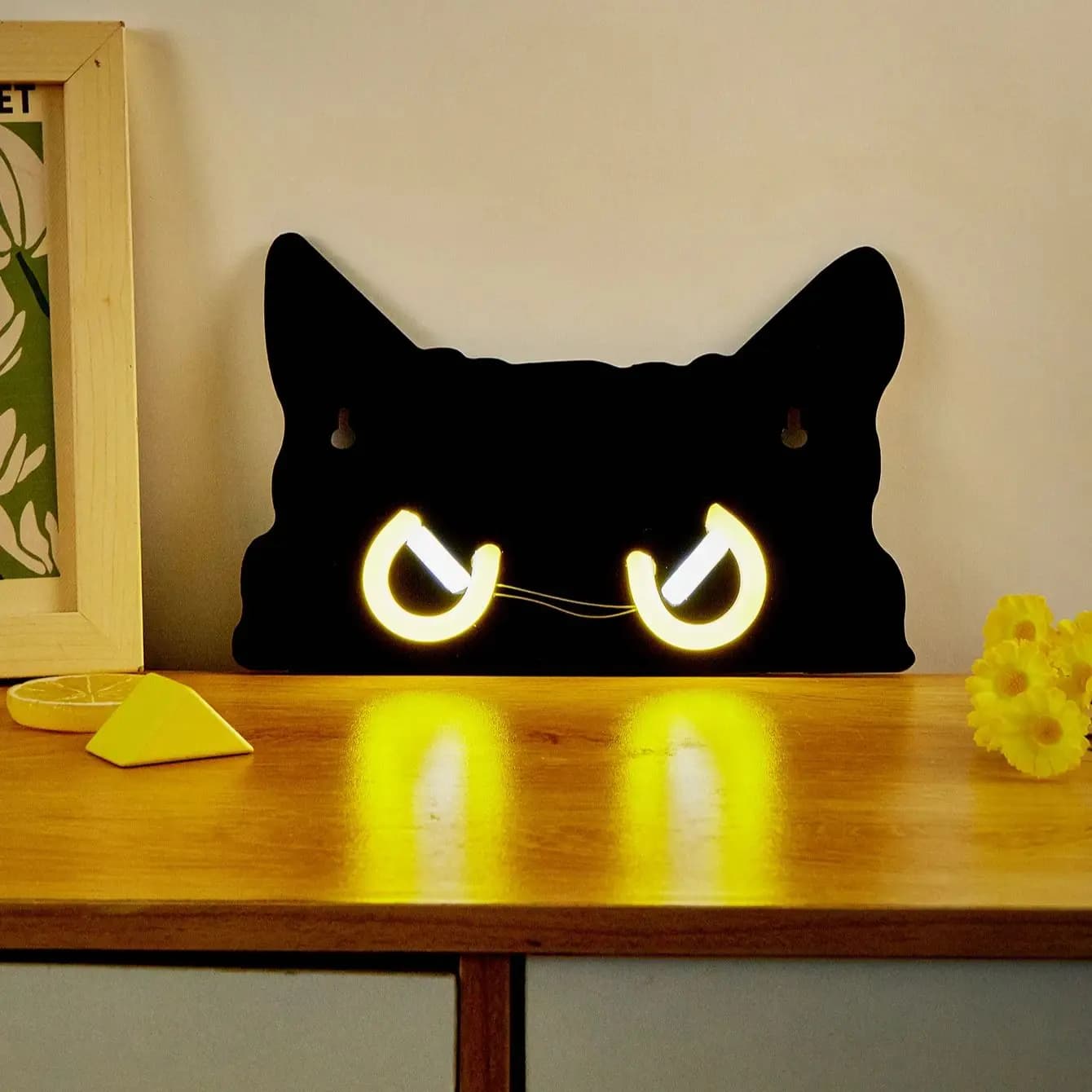 Chi-buy LED Neon Lavagna gatto Insegne al neon alimentate tramite USB Luce notturna 3D Wall Art Camera da letto Soggiorno Decor Lampada Insegne
