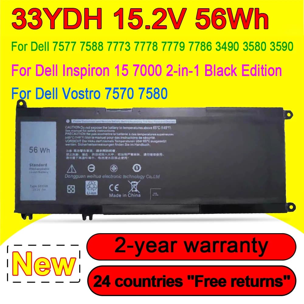33YDH For Dell G3 3579 3779 G5 5587 7588 Inspiron 15 7577 7588 17 7773 7778 7779 Vostro 7570 7580 Laptop Battery 15.2V 56Wh
