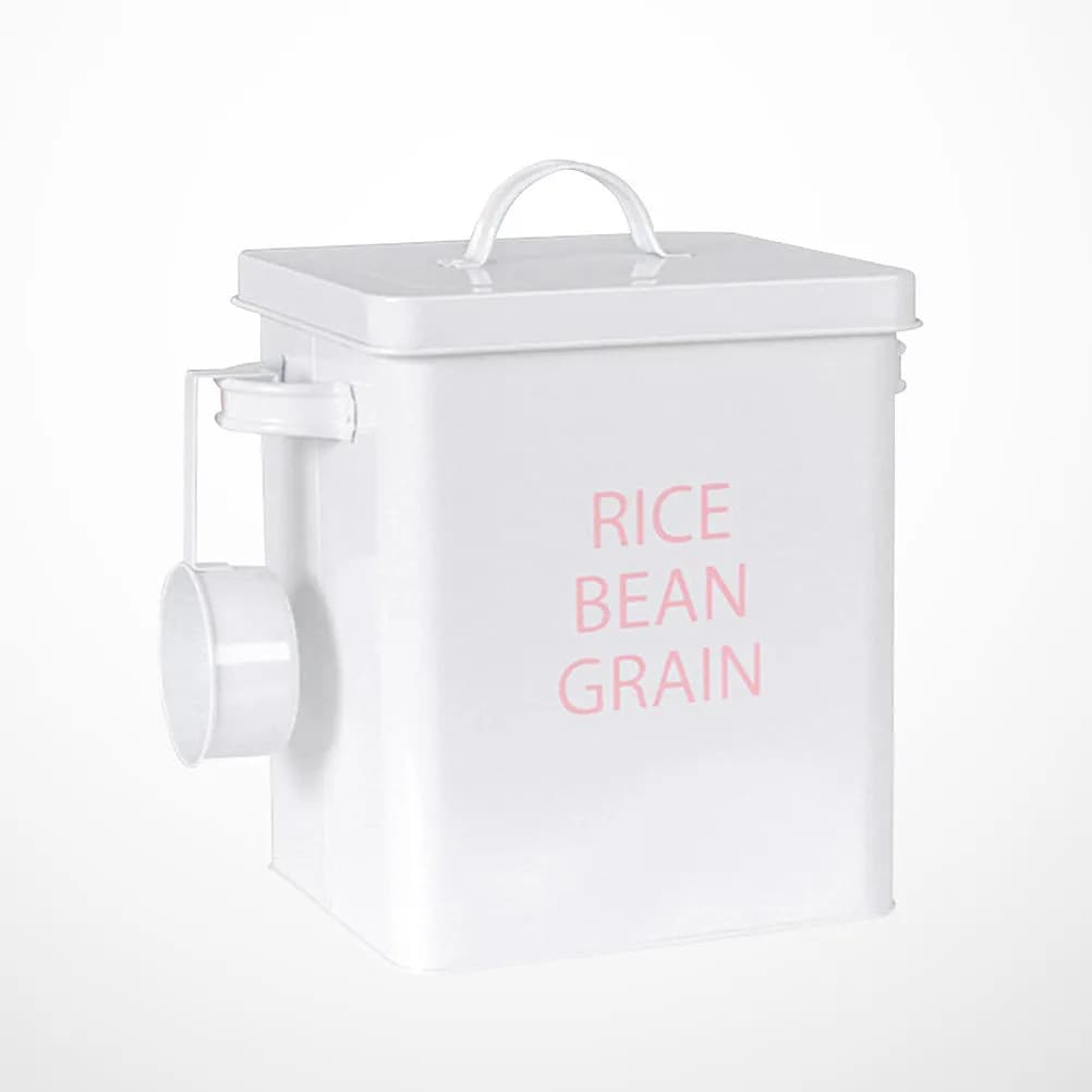 Pink Pet Food Storage Barrel Airtight Sealed Metal Container Dustproof Moisture-Proof Grain Storage Bucket Portable for Dog Cat