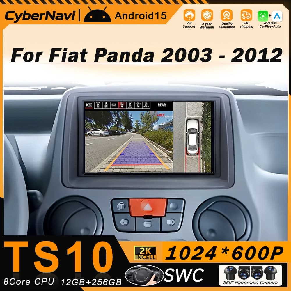 Autoradio per Fiat Panda 2003 - 2012 Android, lettore multimediale video per auto, navigatore GPS, Carplay, touchscreen, stereo per auto