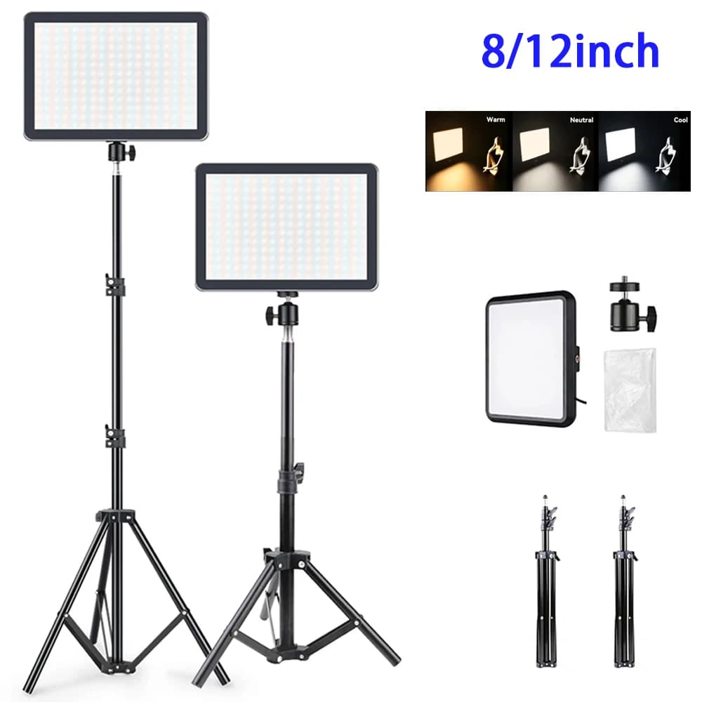 360° Rotatable Dimmable LED Video Fill Light Portable Panel Lamp With Adjustable Tripod Stand For Vlog Studio Portrait Shooting