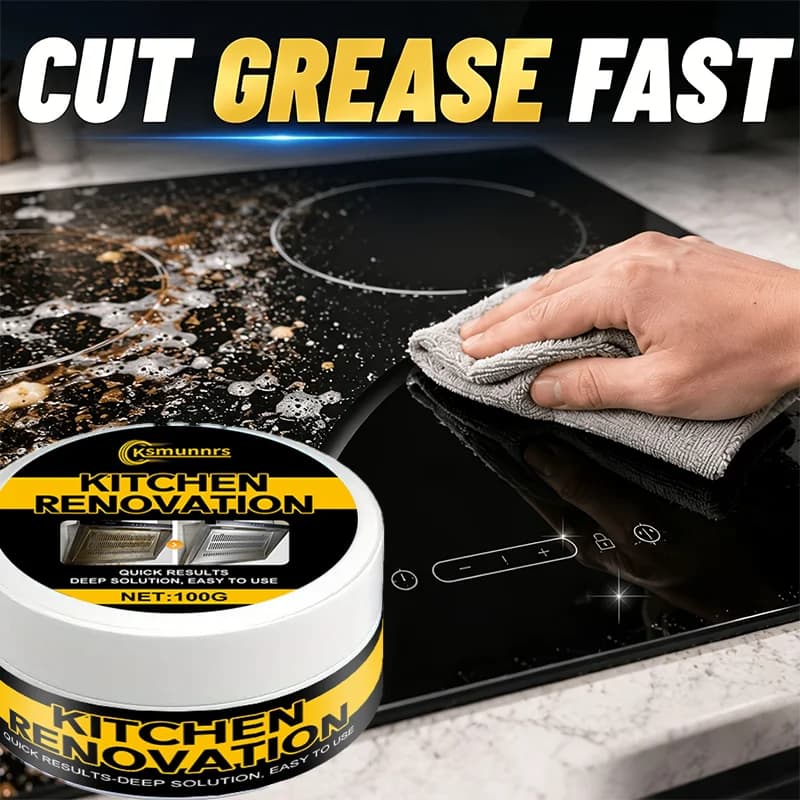 Kitchen Grease Cleaning Paste - Stove Oven Cookware Frying Pan Grill Metal Cleaner Remover Stubborn Grime