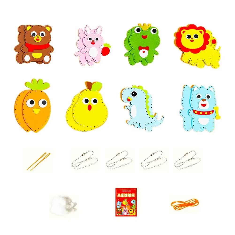 Kit Fai-da-Te in EVA per Cucire, Bambola Animale Cartone Animato Orso Coniglio, Giocattolo Educativo Artigianale Semplice da Realizzare per Bambini, per la Coordinazione Mano-Occhio