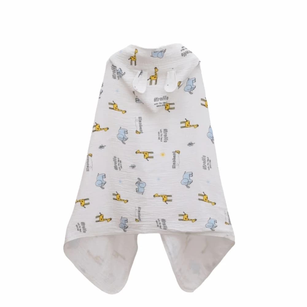 Hot Printed Cartoon Printed Kids gauze Bathroom Towel Soft Four Layered Towel Comfortable Animated Cardboard Dressing Dress with Baby Absorbent Hood