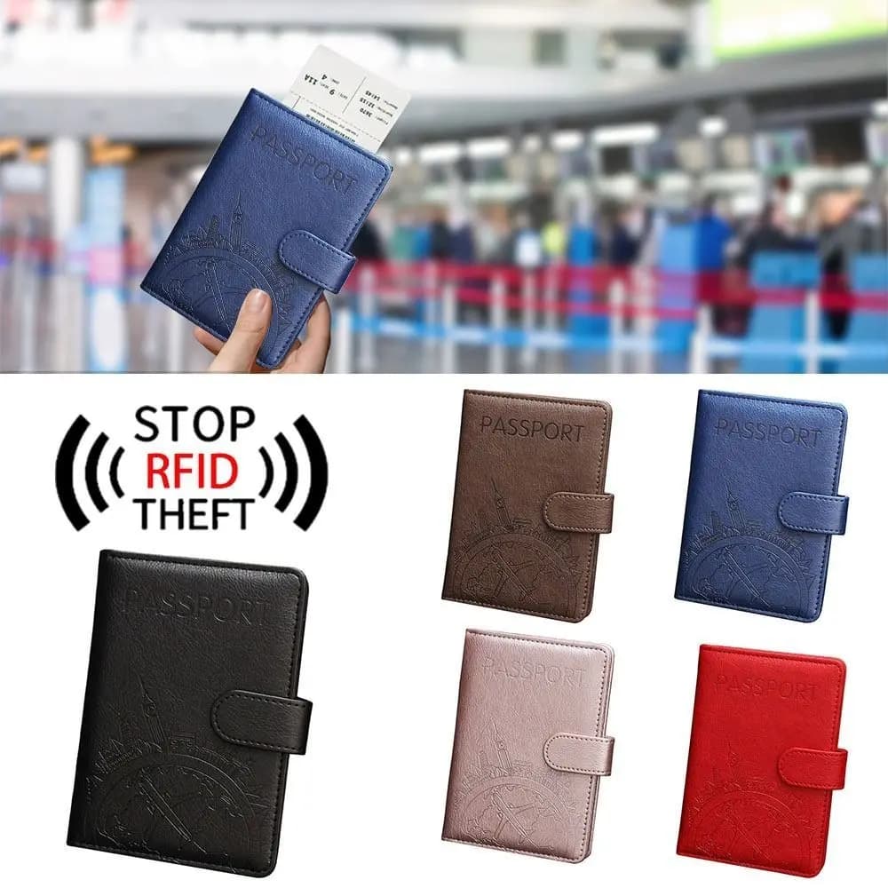Borsa per passaporto in pelle RFID pacchetto documenti multifunzione porta passaporto ultrasottile da viaggio portatile