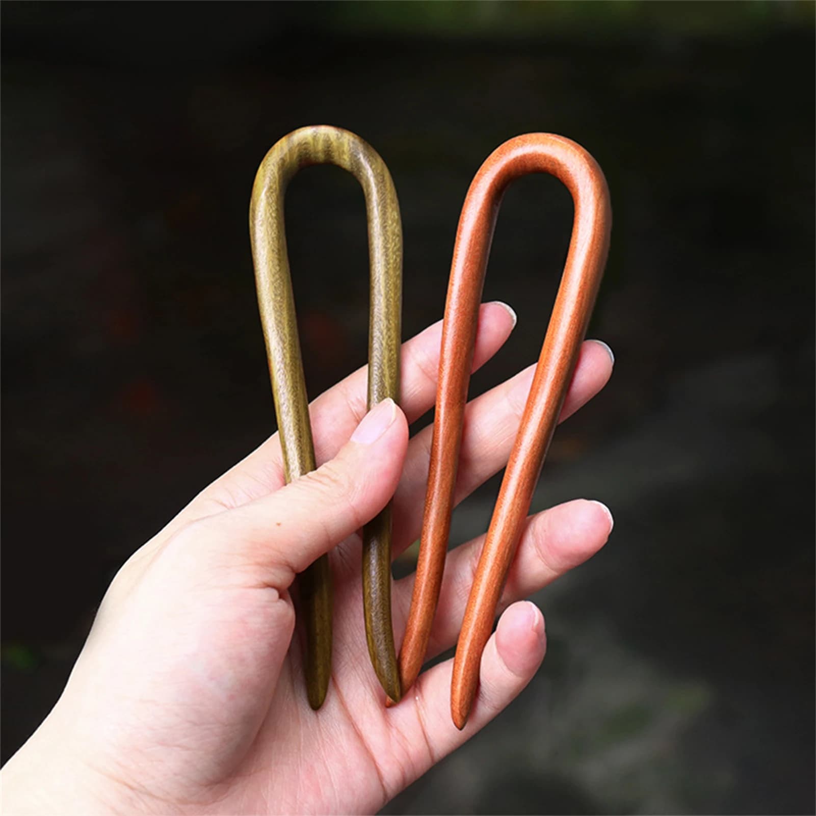 Forcine per capelli a forma di U da 12 cm Forcina cinese in legno con doppia forchetta Bacchette per capelli per banchetti Abiti da sposa Gonne