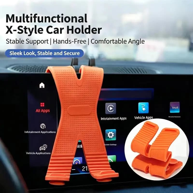 New X-shaped Silicone Phone Holder Multi-angle Adjustable Phone Stand Anti-slip Car Dashboard Screen Mount Desktop Phone Bracket