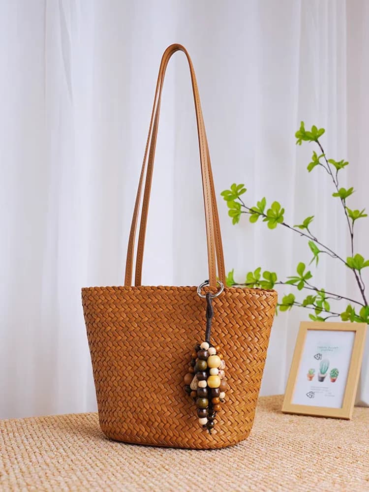 Fashionable Vintage Hand woven Genuine Leather Women's Tote Bag \ Shoulder bag under the genuine leather women's armpits