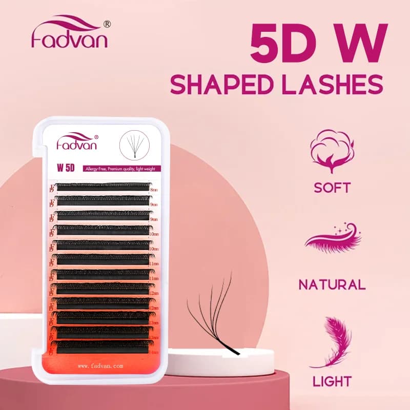 FADVAN 4D W Shaped C/D Curl Extension Eyelashes Prefabricated Volume Ventilated Vison Soft Shaded Easy Embellishes Natural Fake Eyelashes