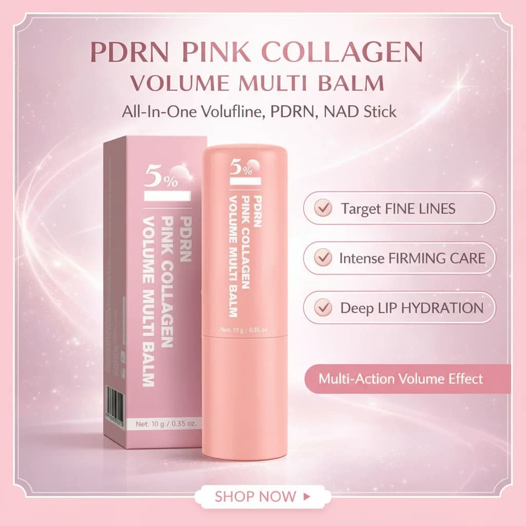 Stick Balsamo Multiuso al Collagene Rosa con PDRN per Linee Sottili e Rassodamento | Crema Idratante Antirughe per Occhi, Labbra e Viso