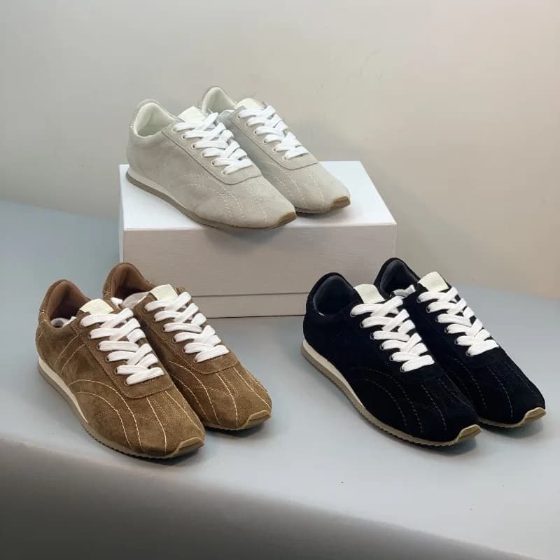Nuove Sneakers da Donna 2026 in Vera Pelle Stile Tedesco Vintage con Suola Spessa e Lacci, Scarpe Casual Sportive