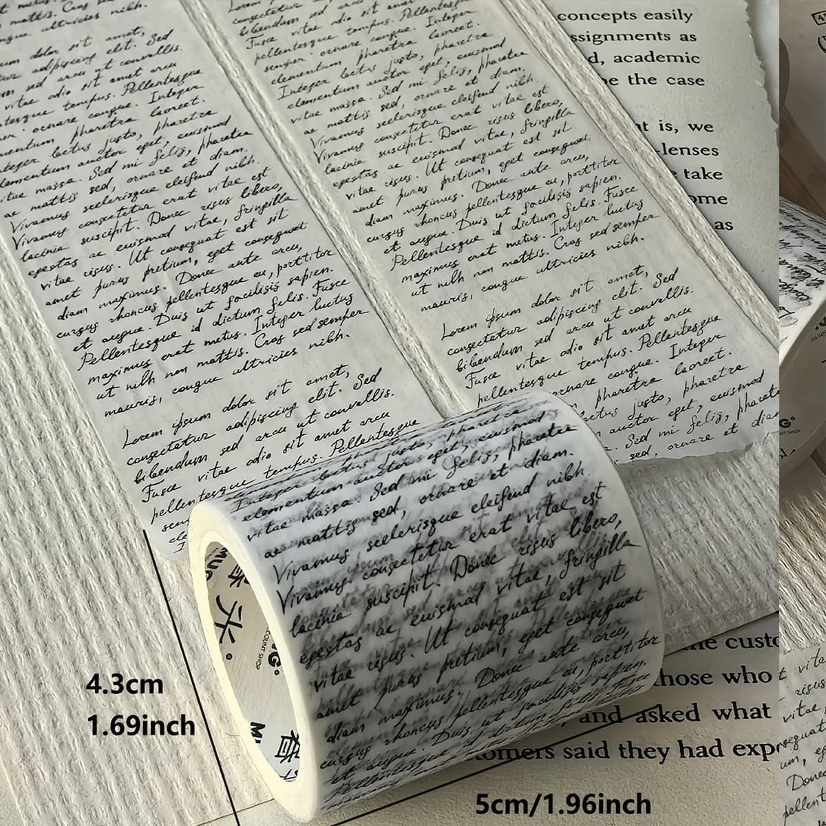 1 Roll (8 Meters) Vintage English Letter DIY Scrapbook Washi Tape - Suitable for Junk Journals, Planners, Card Making