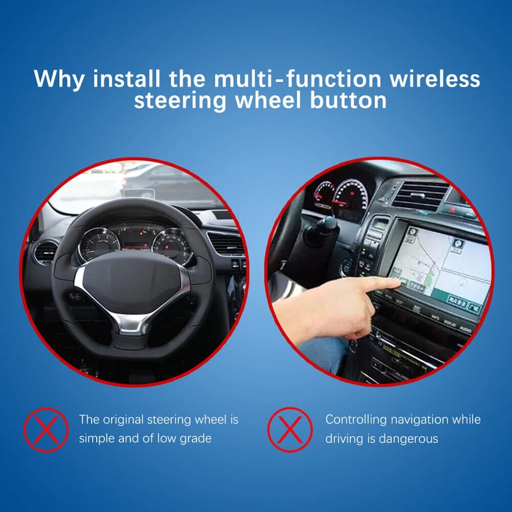 Pulsante di Controllo Remoto per Auto, Wireless, per Navigazione DVD, a Batteria, 6 Pulsanti per Veicoli