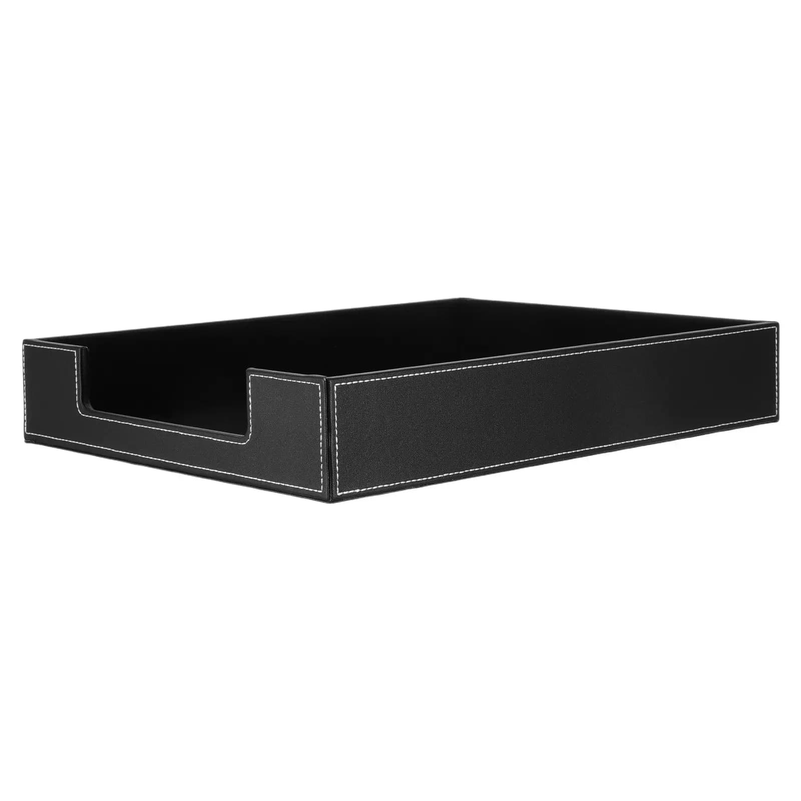 Organizzatore da Scrivania Nero in PU 14x11x2.4 Pollici, Vassoio Portadocumenti Robusto per Fogli, Cartelle, Lettere, Spazio di Lavoro Efficiente