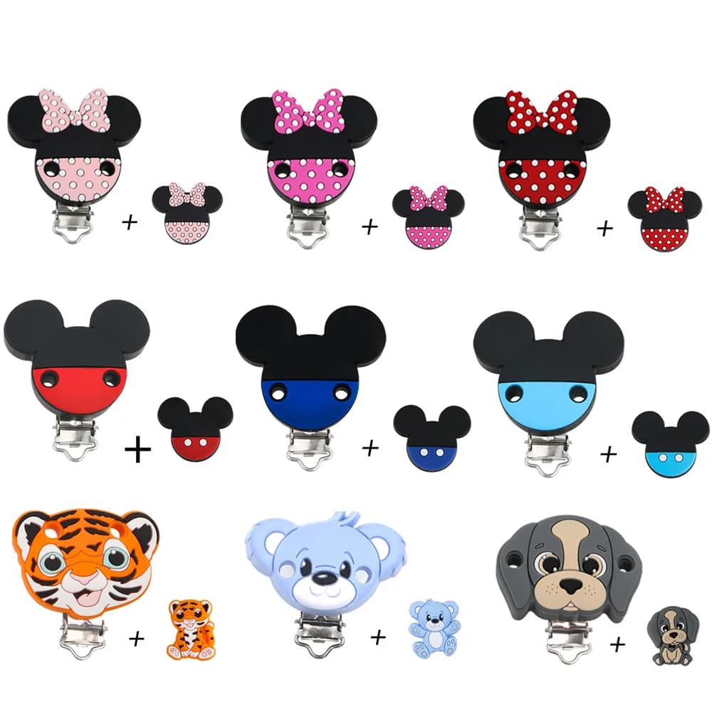 2 pezzi/lotto animali dei cartoni animati fiore arcobaleno perline in silicone clip per accessori per collane di gioielli fai da te