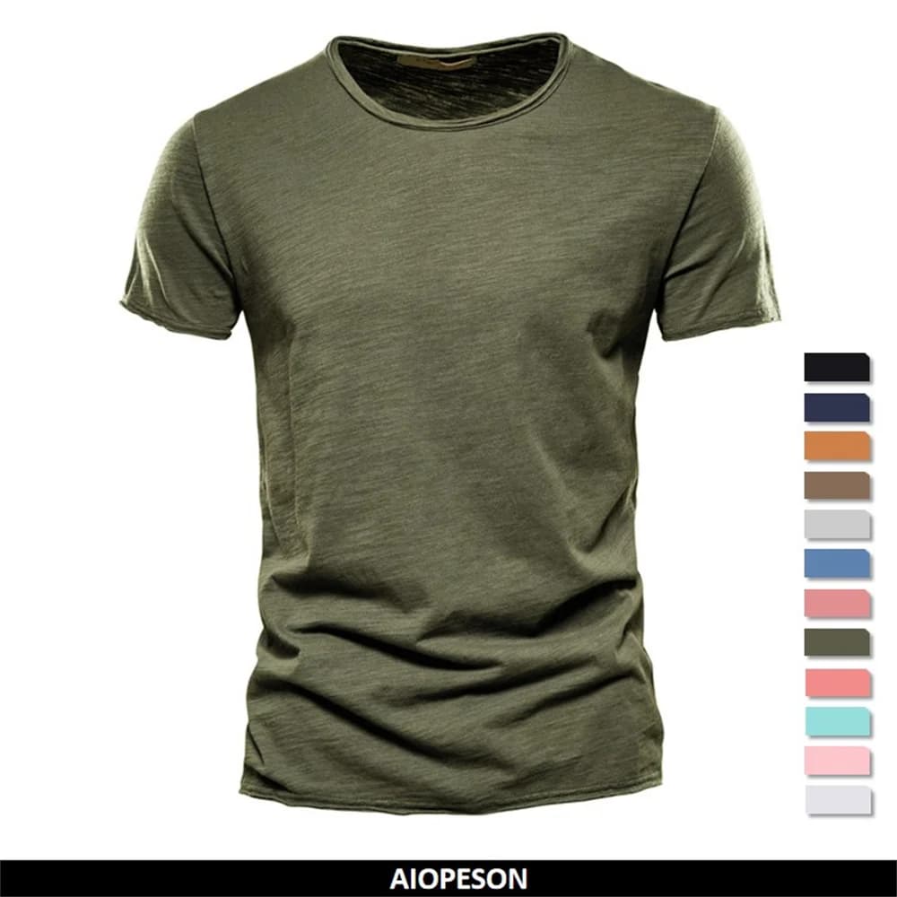 Men's T-shirt in 100% Cotton Casual Soft Fitness Summer Thin T-shirts Clothing for Men's Home O-Colle Short Sleeve Soild T Shirt for Men