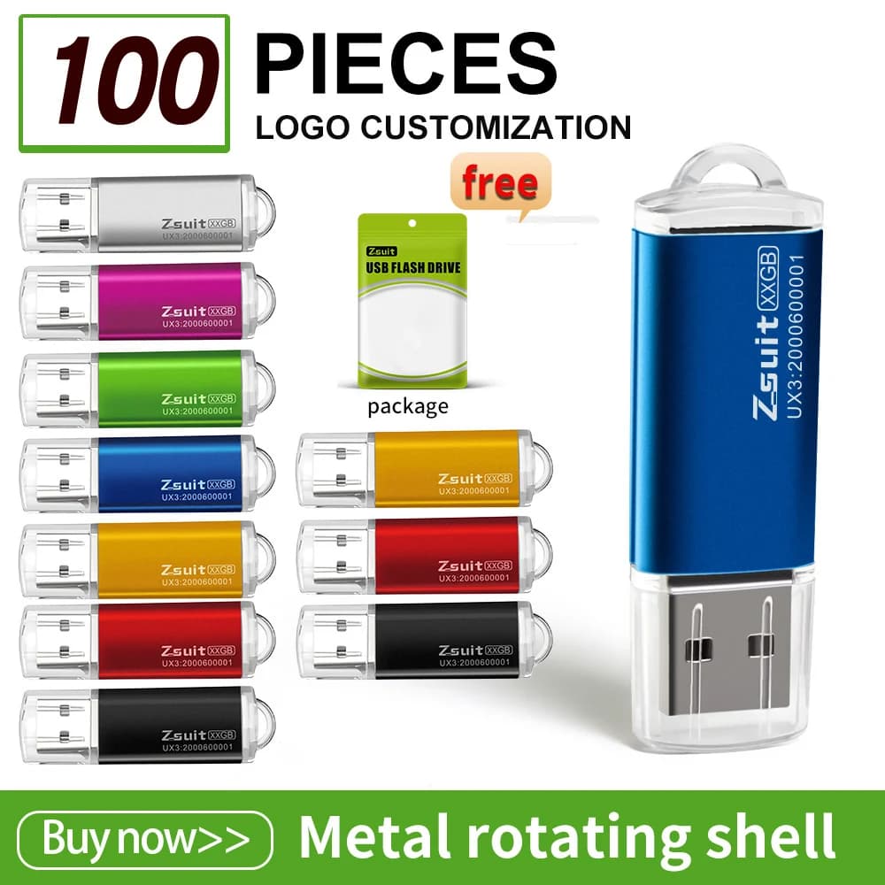100 pz/prezzo all'ingrosso metallo Usb 2.0 Flash Drive 4GB 8GB Usb Pendrive 64GB Memory Stick gratuito Logo personalizzato regali impermeabile U-disk