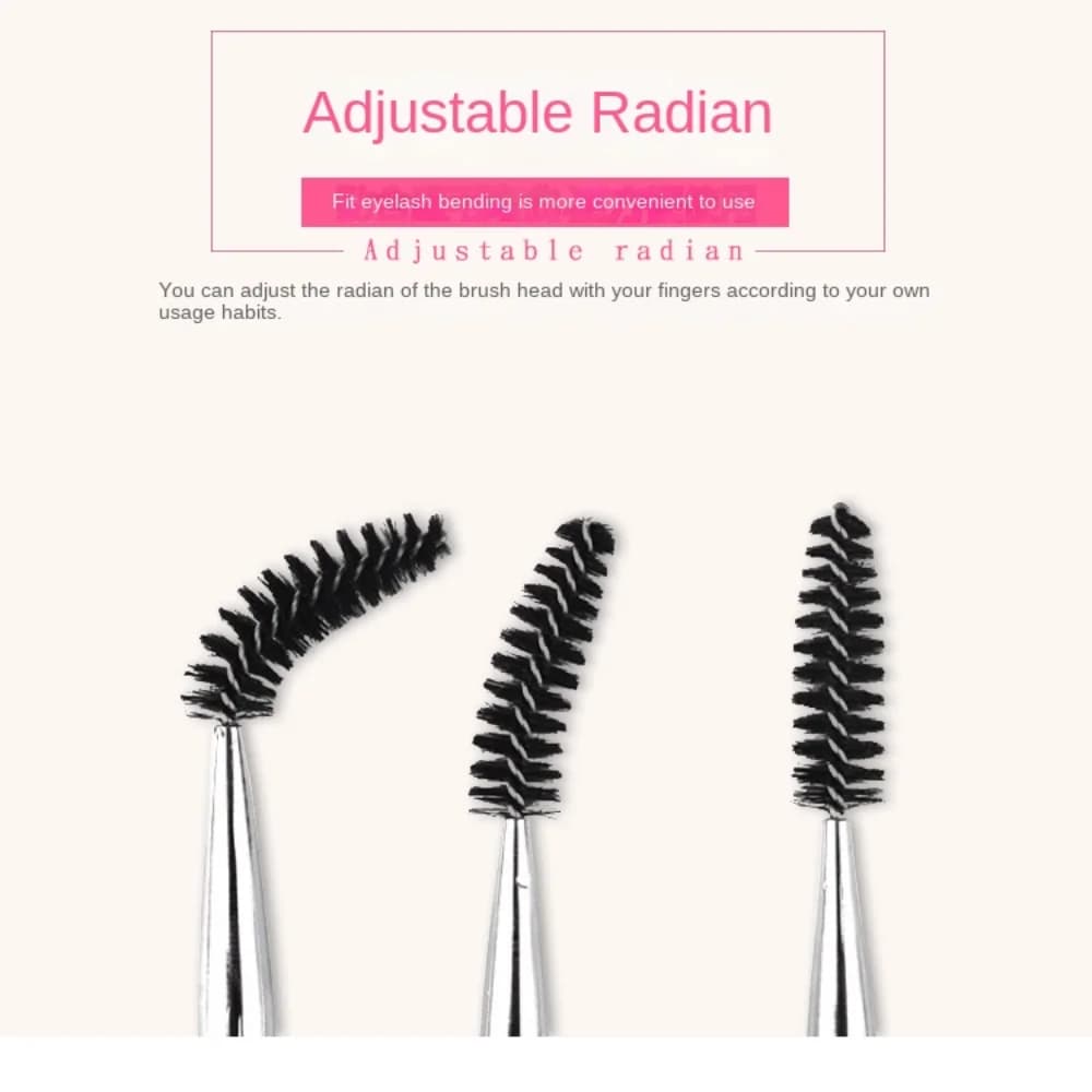Spazzola per Mascara Regolabile con Pettine Rotondo e Denti a Spirale, Tubo Trasparente con Tappo, Bacchetta Glitterata per Mascara Donna