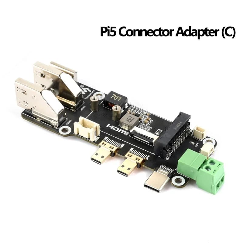 PCIe to M.2 Multi-functional Adapter Board for Raspberry Pi 5 Supports Dual 4K Output Pi5 Connector Adapter