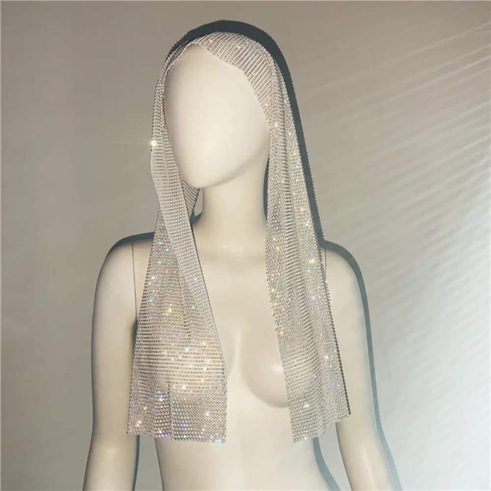 Versatile glitter strass bandana maglia bling rete da pesca sciarpa copricapo elastico fascia per capelli accessori per capelli moda femminile