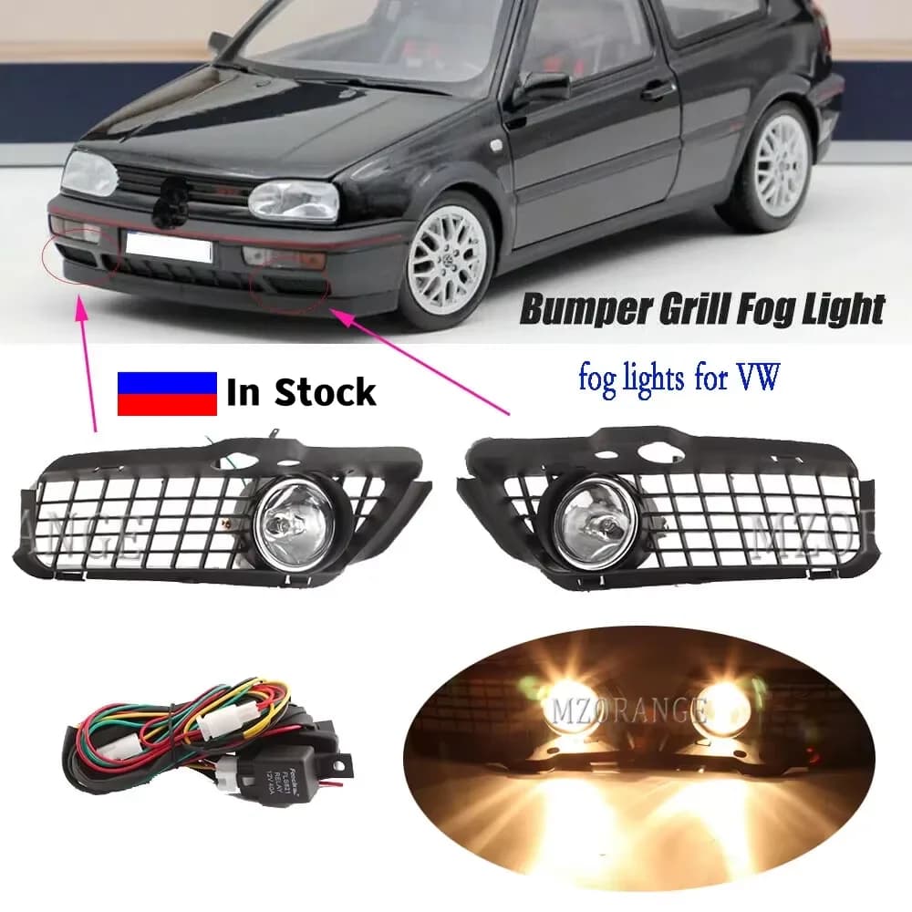 Paraurti anteriore Faro Fendinebbia per VW Golf 3 MK3 Jetta Cabrio 1992-1998 Fendinebbia Copertura Griglia LED Fendinebbia Auto Accessori