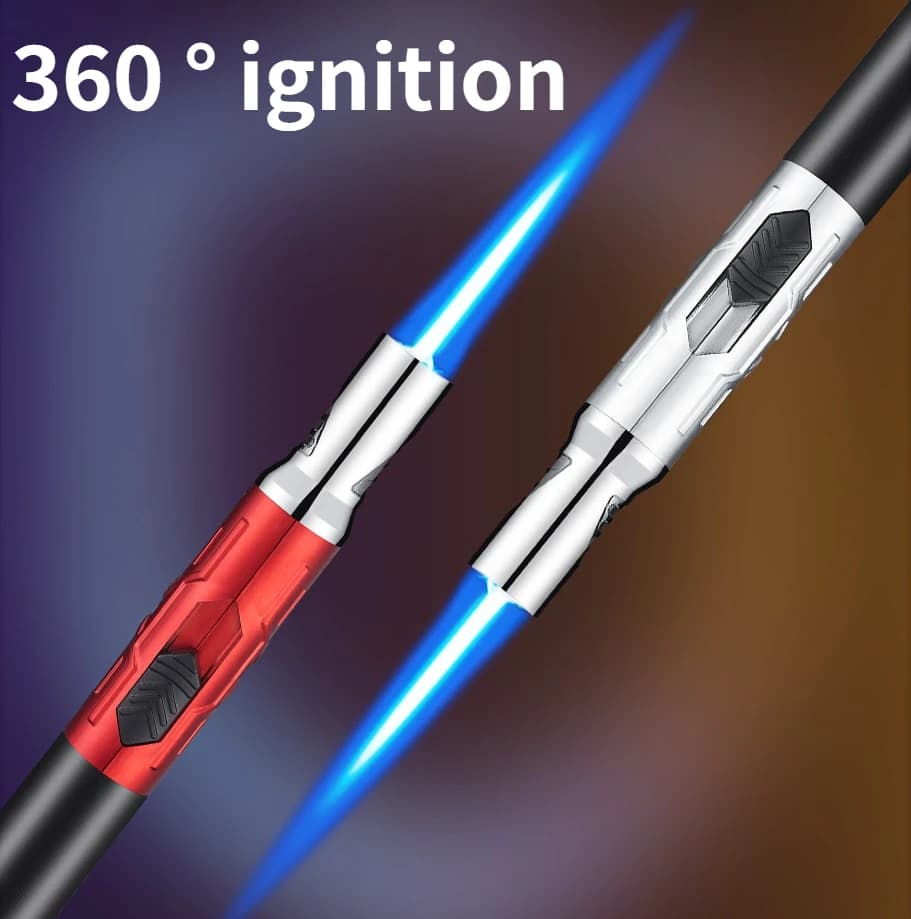 Accendino a getto dritto antivento di alta gamma, con fiamma blu ad alta potenza, accessori per sigarette