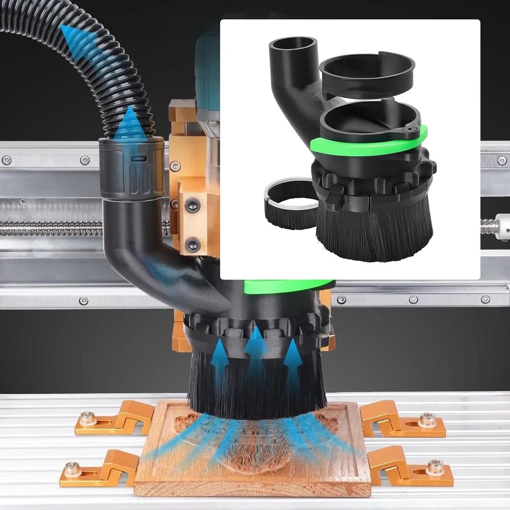 CNC Router Machine Dust Shoe For 65mm 69mm Spindles CNC Dust Collection Cover Dual Brush Sealing Plastic