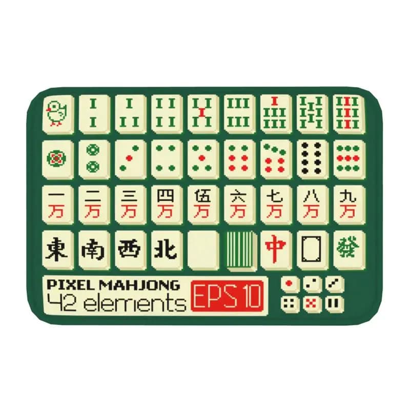 Tappetino per porta anteriore personalizzato Mahjong Tile Game Pattern Tappetino per porta d'ingresso antiscivolo per esterno assorbente
