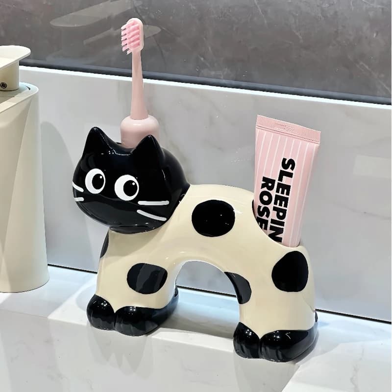 Cute Cow Cat Toothbrush Storage Rack Household Bathroom Electric Toothbrush Rack Toothbrush Drain Rack Bathroom Supplies