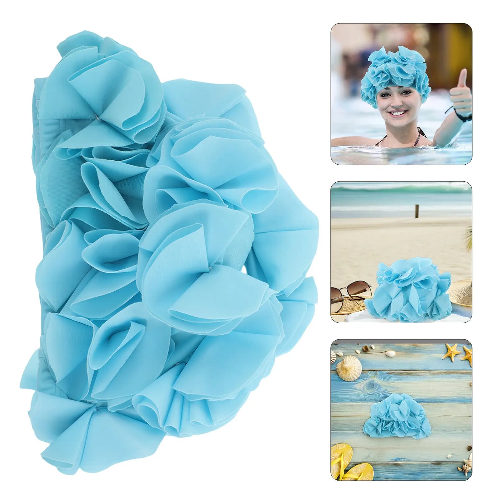 Cuffia da Nuoto per Donne con Design Floreale 3D, Elastica, Adatta per Capelli Lunghi, Impermeabile, per Piscina, Spiaggia e Viaggi