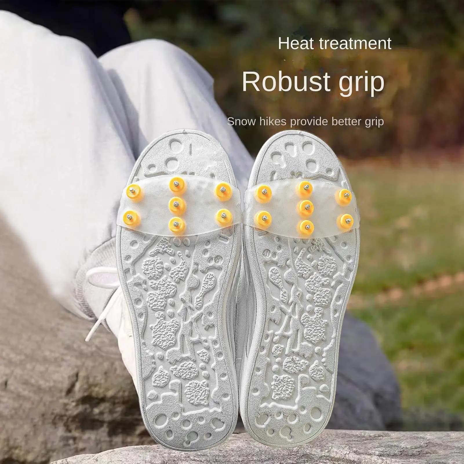 Ramponi a 7 denti per scarpe e stivali, ramponi antiscivolo resistenti per escursioni invernali, camminate, corsa e sicurezza all'aperto