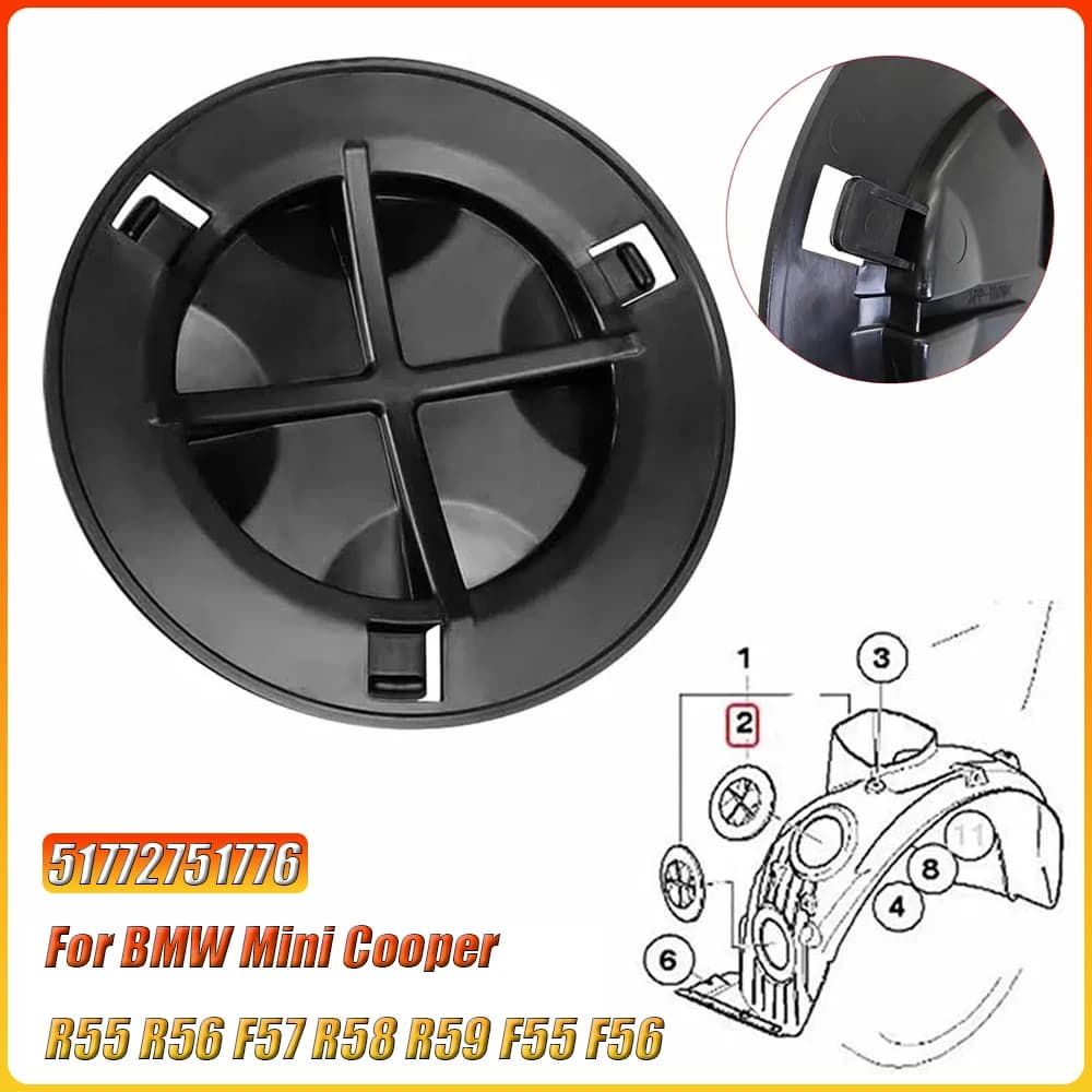 For BMW Mini Cooper R55 R56 F57 R58 R59 F55 F56 Car Front Wheel Mudguard Fender Lining Bulb Cap Arch Headlight Cover 51772751776