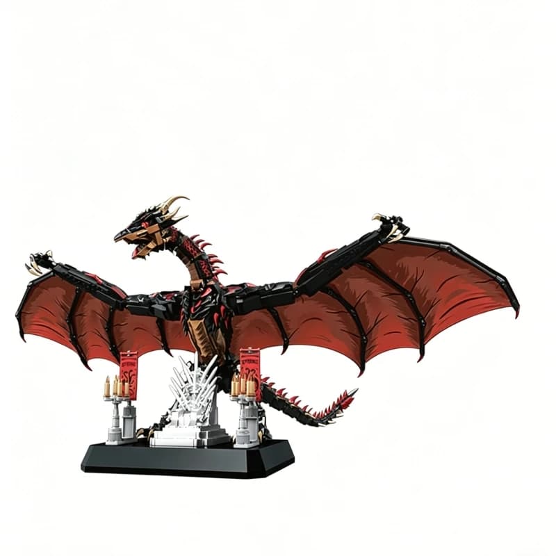 Blocchi da Costruzione Draghi di Fuoco e Ghiaccio 1868 Pezzi, Set di Mattoncini Modello Scheletro di Dinosauro Rosso e Blu, Collezione di Creature Fantastiche, Regalo