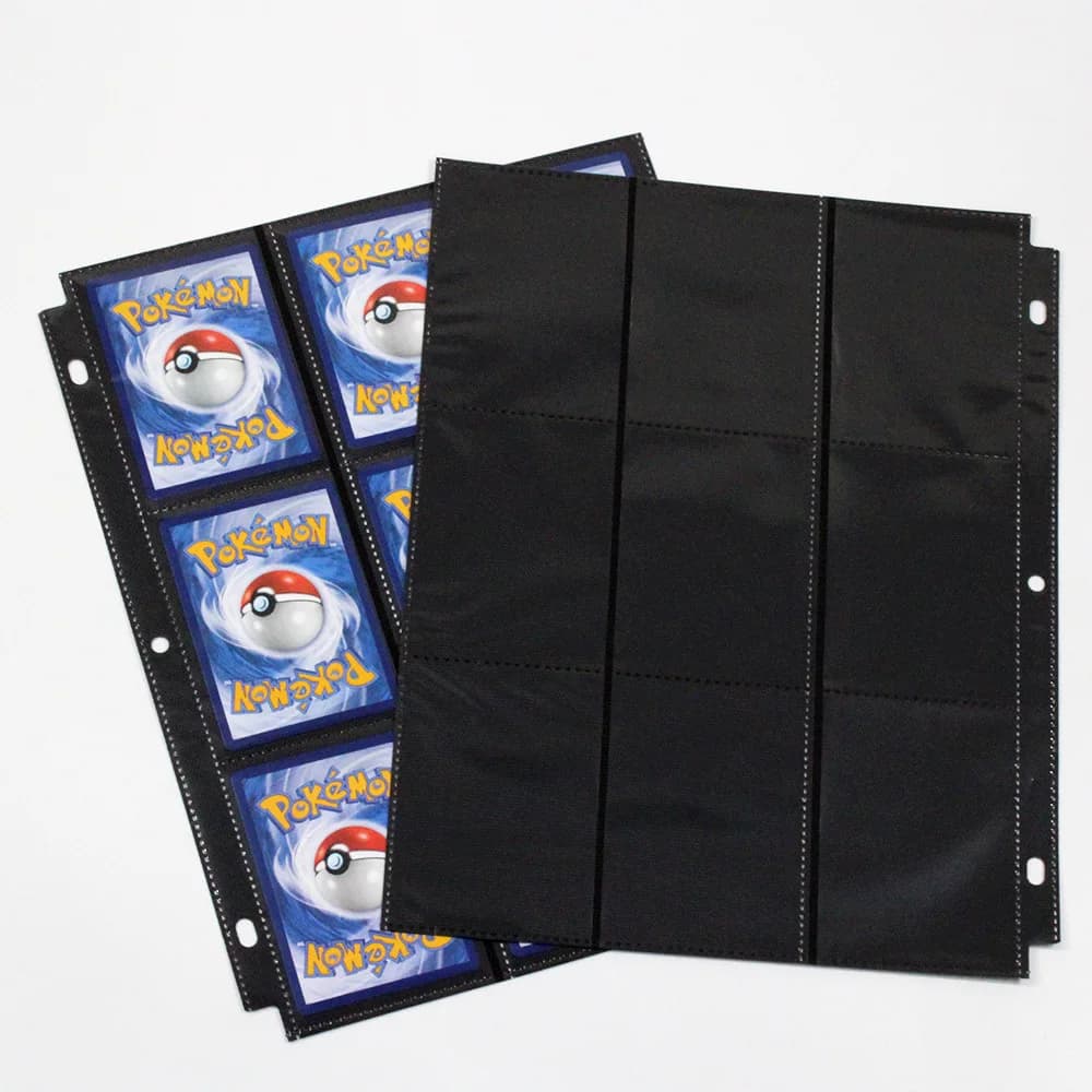 Raccoglitore A4 a 3 fori da 10 pezzi con 9 tasche Raccoglitore per carte collezionabili bifacciale Protezione per pagina per raccoglitore a 3 anelli con pulsanti per lo sport, il gioco