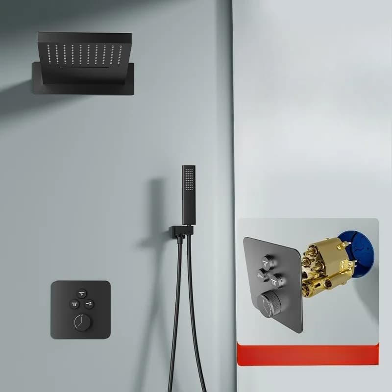 Soffione doccia stile parete incorporato grigio pistola, installazione nascosta integrata hot melt per bagno, soffione doccia nascosto, set per la casa