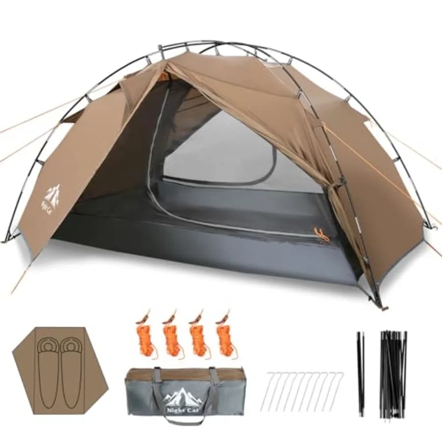 Tende da Campeggio per Escursionismo, Montaggio Rapido, Pieghevoli, Doppio Strato, Due Porte, Impermeabili, Leggere e Compatte 7x4.4ft