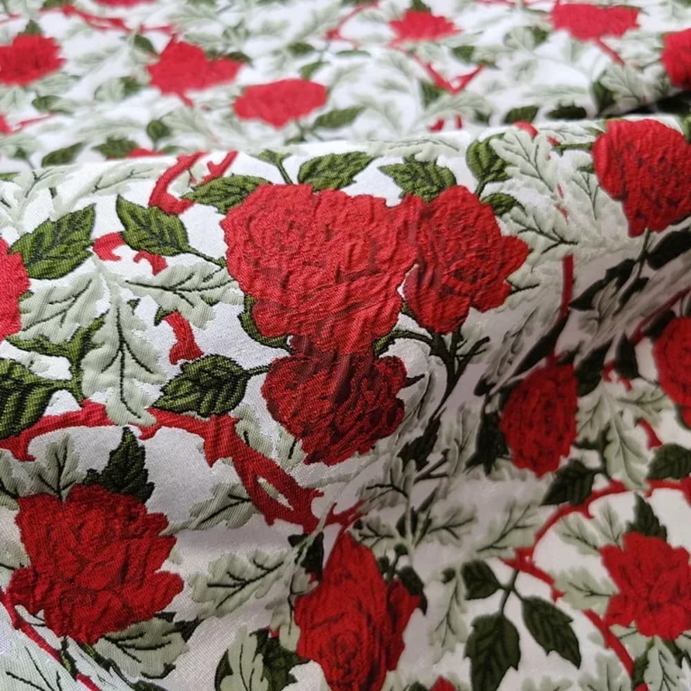 Jacquard Brocade Fabric Yarn-dyed Elegant Rose Dress Spring Autumn Trench Coat Suit Cheongsam by the Meter