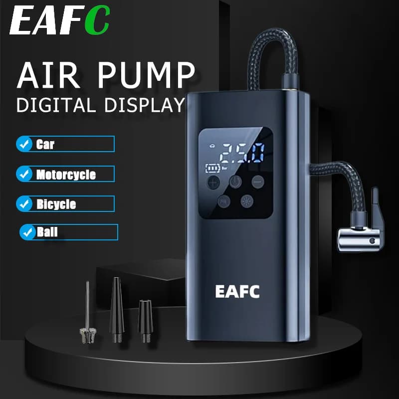 EAFC Pompa ad aria senza fili da 150 PSI, gonfiatore elettrico ad alta pressione wireless/con cavo per pneumatici auto, biciclette, palloni, gommoni e gonfiabili