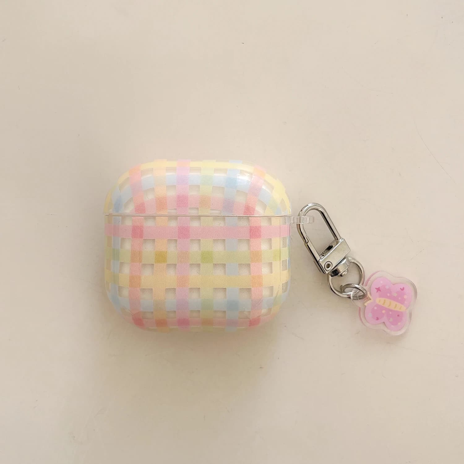 Custodia per auricolari IMD con motivo scozzese a colori trasparente con pendente per Apple Airpods 1, Airpods 2, Pro/pro2 Airpods 3 Airpods 4, Nuovo