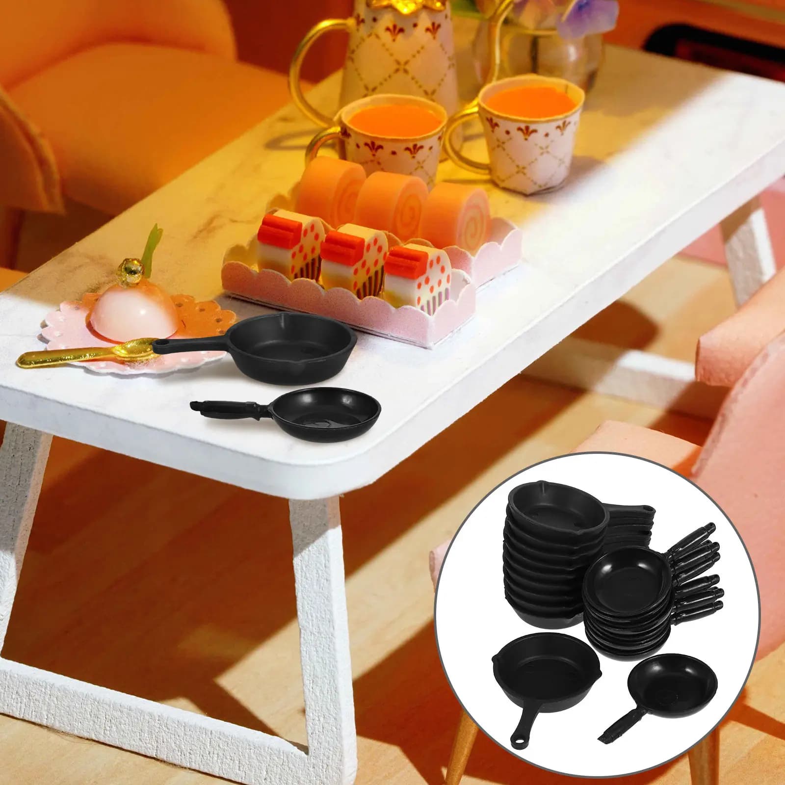 Set di 20 Padelle in Miniatura Realistiche per Assemblaggio Fai-da-Te in Cucina, Accessori per Mini Fornelli, Gioco di Ruolo Cucina