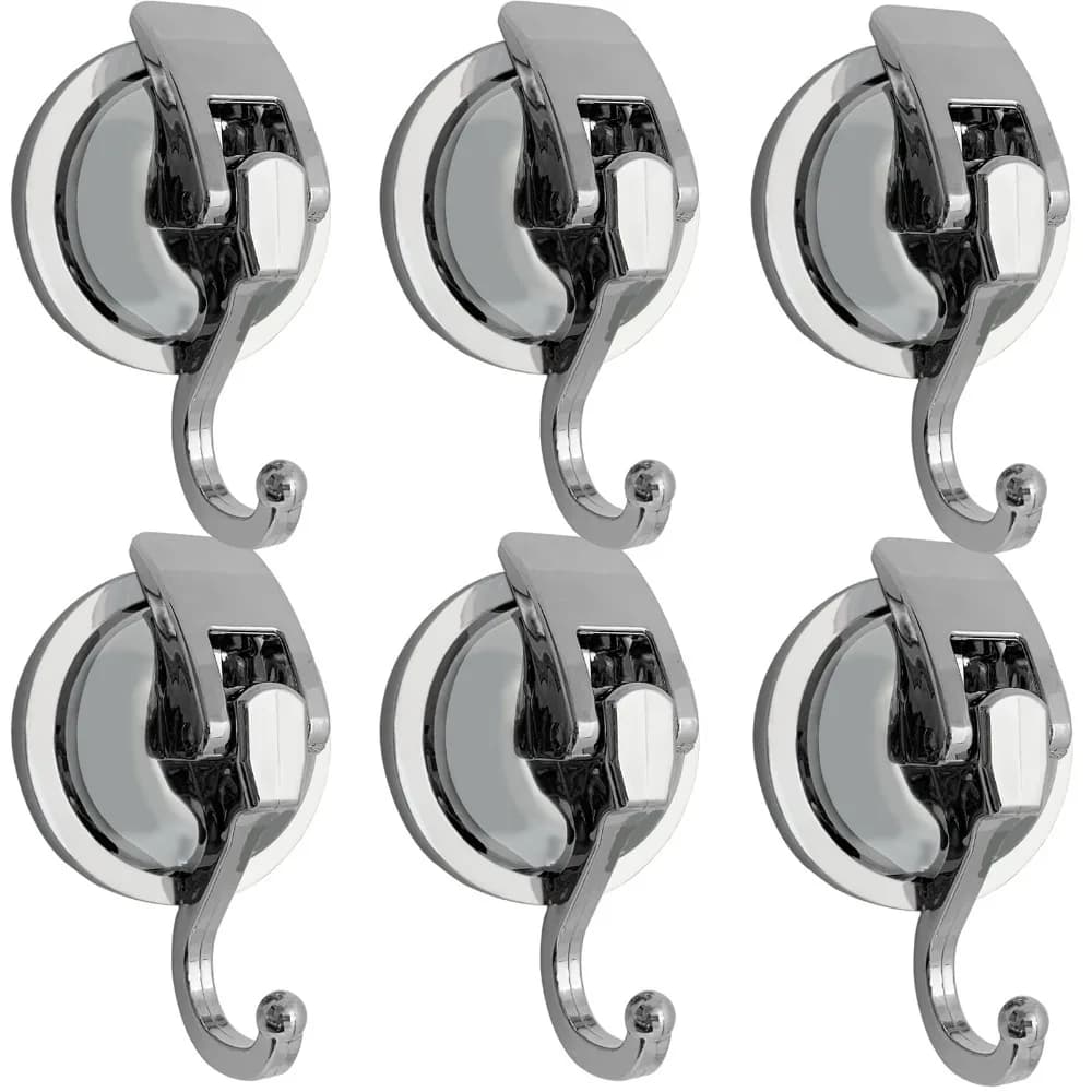 Confezione da 6 ganci a ventosa resistenti per doccia, bagno, accappatoio, ganci in vetro sottovuoto, riutilizzabili, senza foro, perforati per la decorazione della ghirlanda