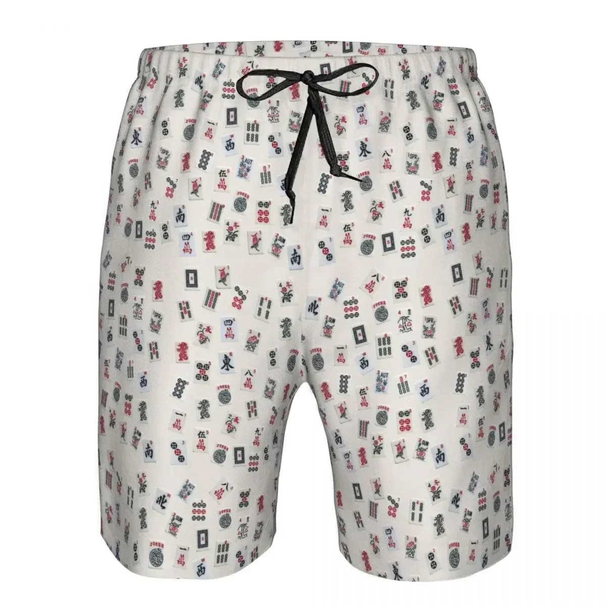 Mahjong Game Tiles Design Trunks Beach Board Shorts Casual Quick Dry Swimming Summer Men Pants
