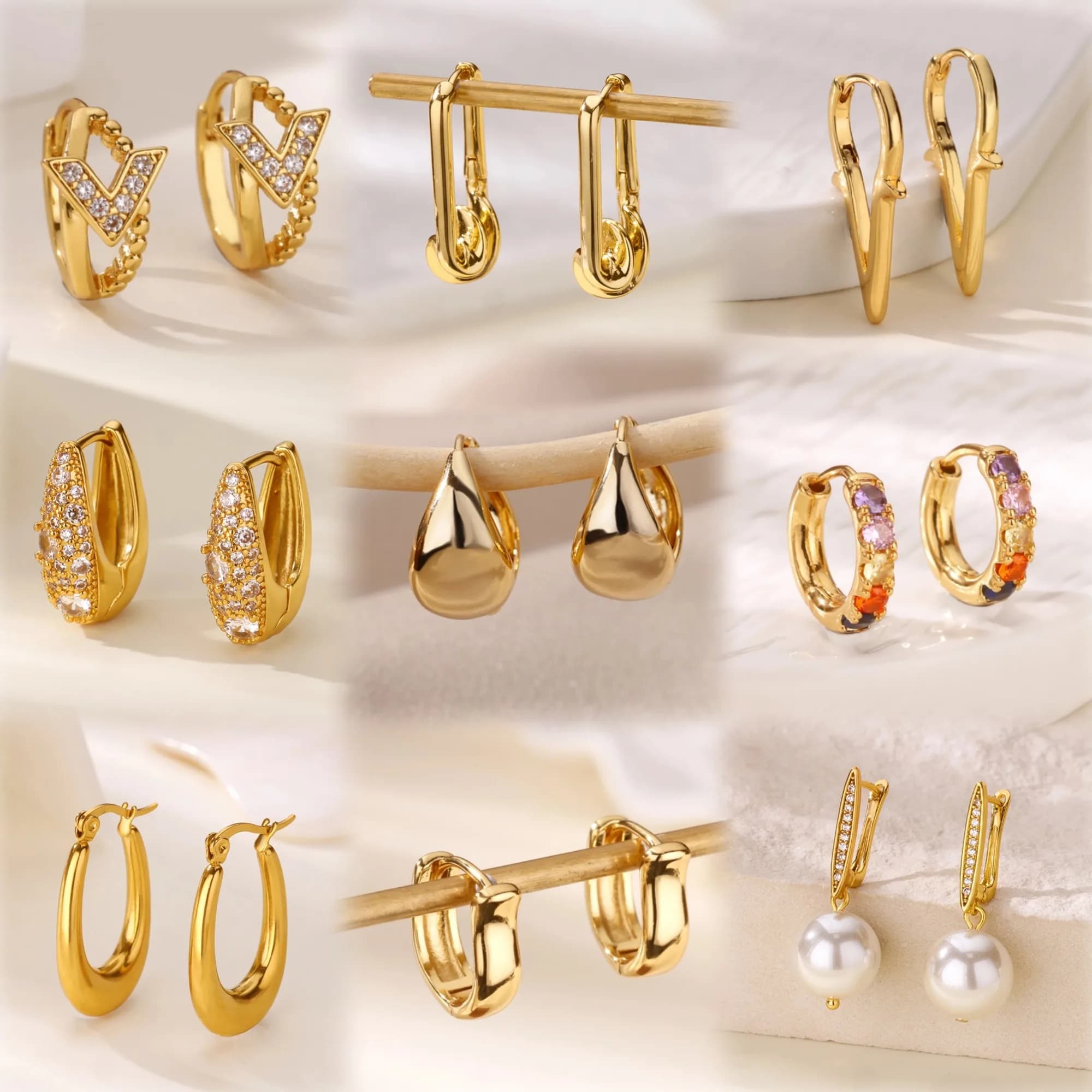 Orecchini di lusso in acciaio inossidabile per le donne Orecchini a forma di U impermeabili 2025 Trend Zircone Regalo di gioielli per l'orecchio Dropshipping all'ingrosso