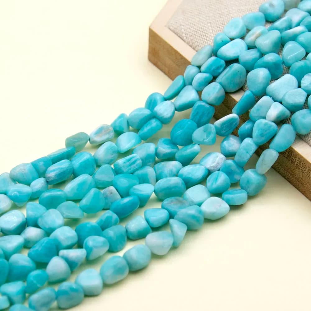 8x10mm natural amazonite loose pearl thread, irregular shape, blue pearls for creating DIY necklaces, bracelets, earrings and accessories.