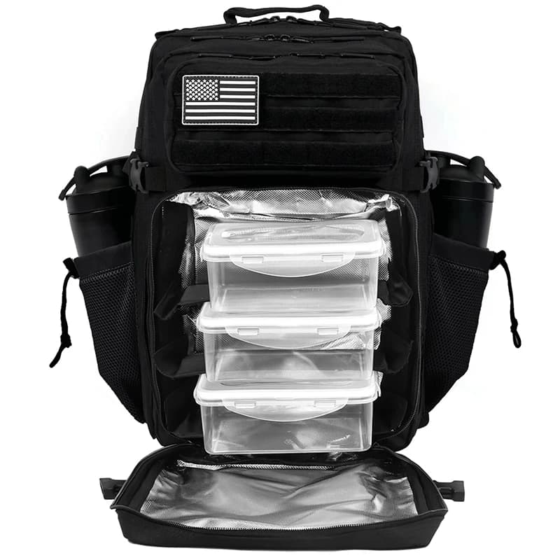 Zaino per la gestione della preparazione dei pasti da 45 litri Borsa termica per il pranzo isolata tattica impermeabile per palestra Escursionismo Campeggio Viaggi Doppi portabicchieri