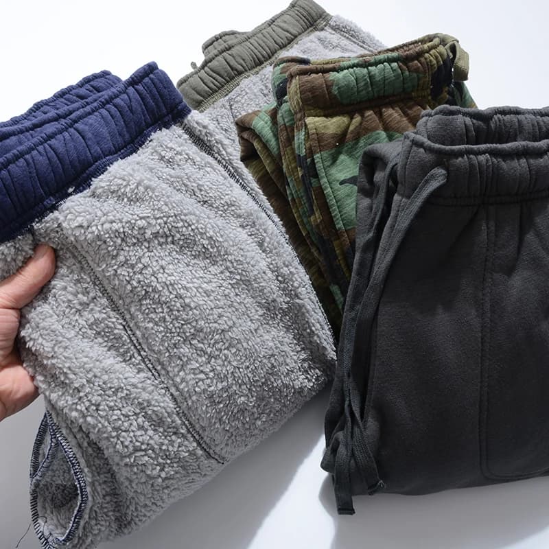 Pantaloni Sportivi Invernali da Uomo in Velluto di Agnello Felpato, Stile Giovanile e Vibrante, Pantaloni Lunghi Casual