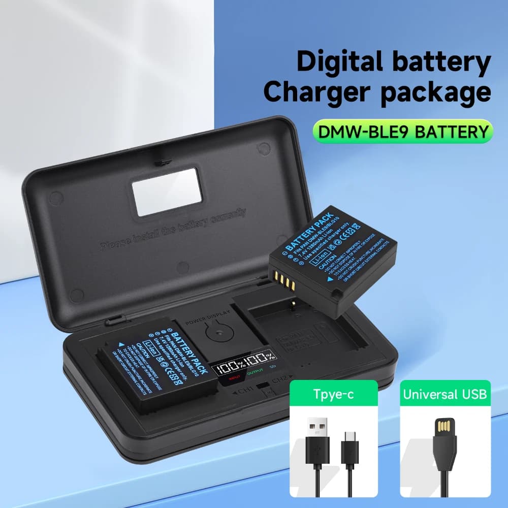2024 NEW 1280mAh DMW-BLG10 BLE9 BLG10E DMW-BLE10 Battery + LCD Dual USB Charger for Panasonic LUMIX GF5 GX7 LX100 GX80 GX85