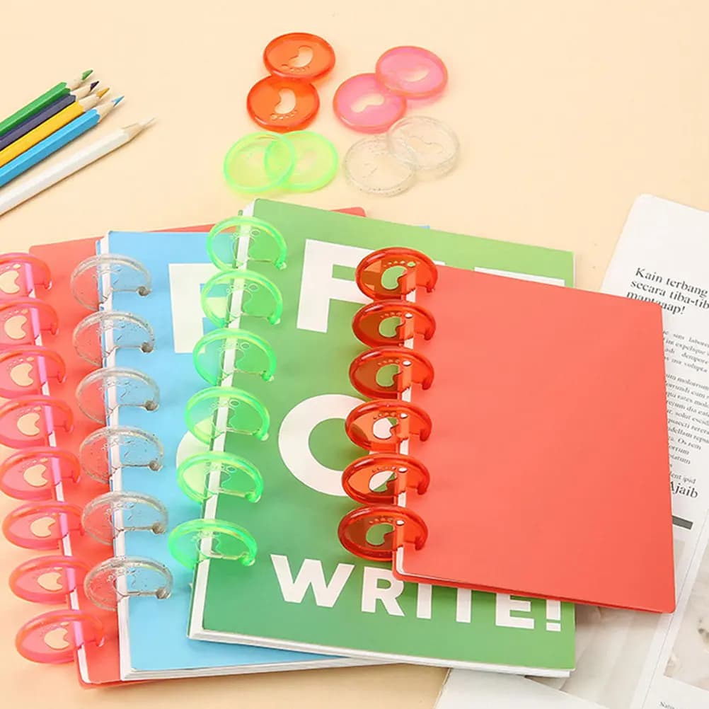 20 Pezzi Dischi per Rilegatura a Fogli Mobili, Anelli Colorati in Plastica per Quaderni, Dischi Creativi per Rilegatura di Blocco Note, Planner e Libri Multifunzione