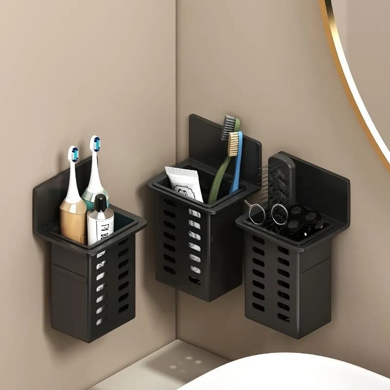 1 porta spazzolino da bagno funzionale per dentifricio, portaoggetti da parete per spazzolino da bagno